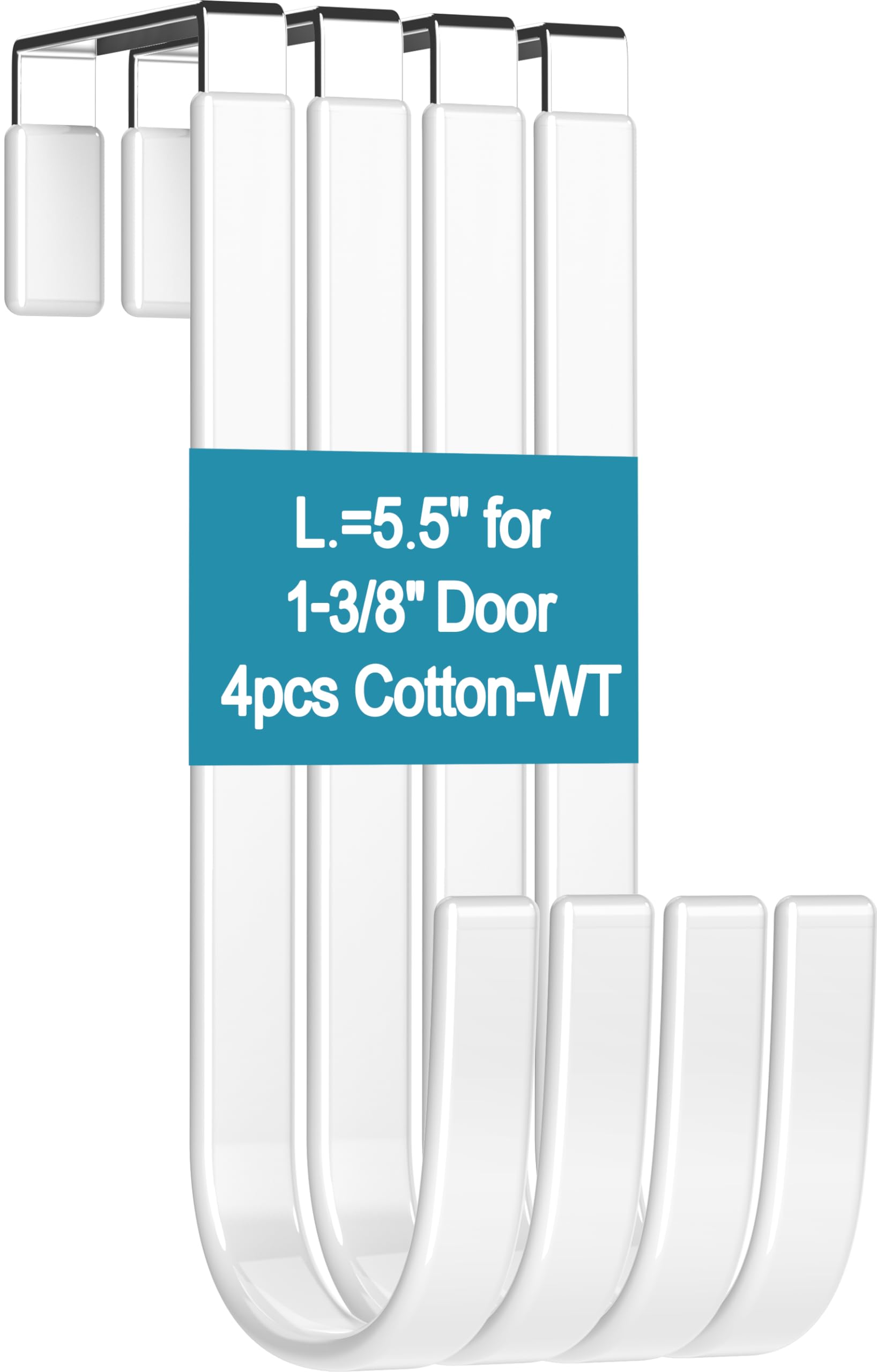 Over the Door Hooks 4 Pcs L=5.5" Fit 1 3/8" Door