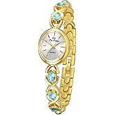 FANMIS Gold Tone Watches for Women with Small Vintage Bracelet Elegant Jade Oval Dial Dress Watch Fashion Quartz Wrist Watch Waterproof Watch