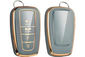 Cacacar for Toyota Camry RAV4 Key Fob Cover,for Highlander Avalon GT86 Key Fob Case Premium Soft TPU 360 Degree Protector Holder,Gray