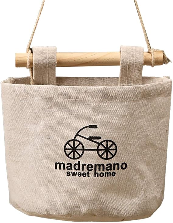 HUI JIN Hängende Aufbewahrungstasche aus Baumwoll-Leinen-Stoff, Schrank