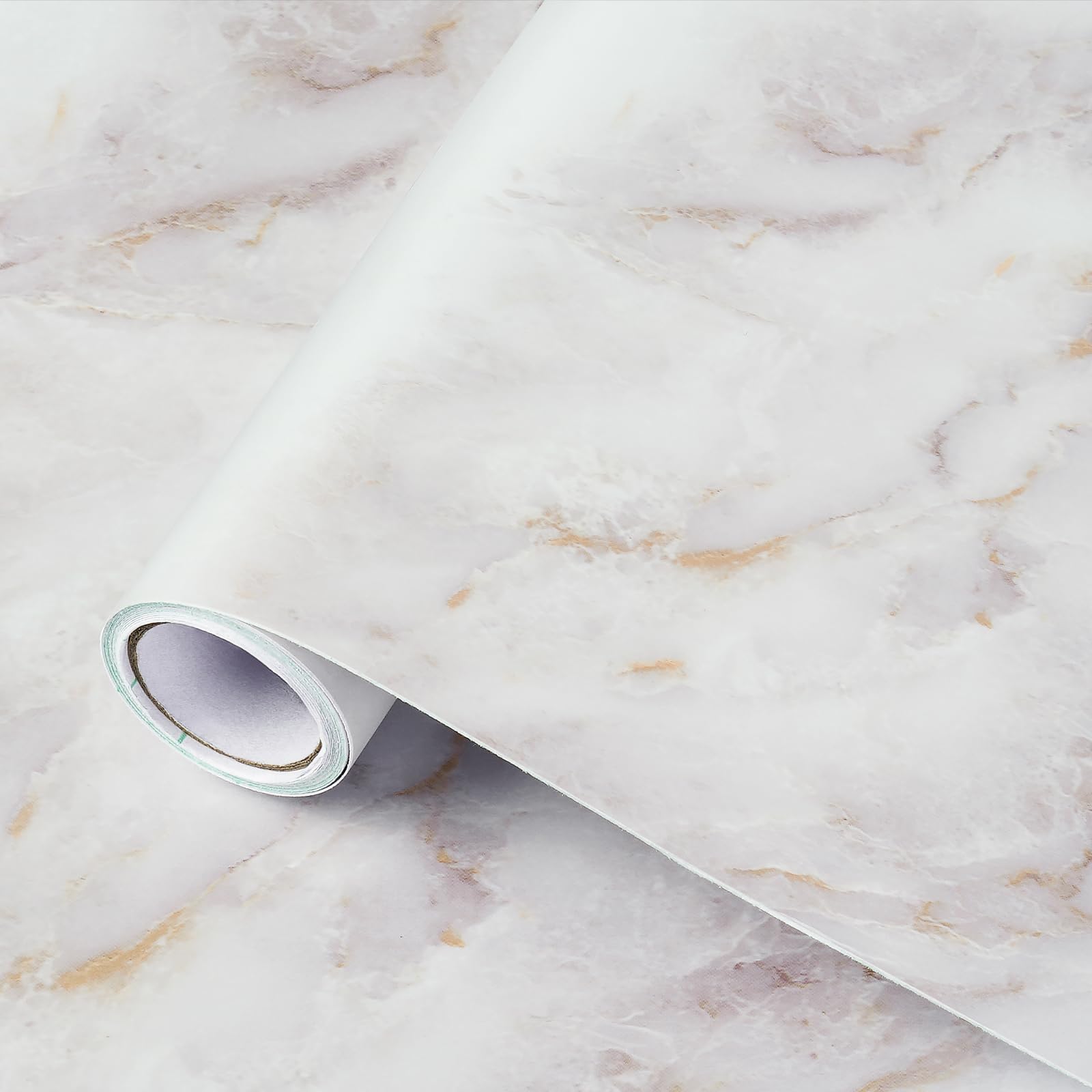 Photo 1 of rabbitgoo Marble Contact Paper for Countertops, Self Adhesive Peel and Stick Wallpaper, Removable Kitchen Counter Top Contact Paper for Old Furniture, Gold Matte Granite, 17.5 x 78.7 Inch