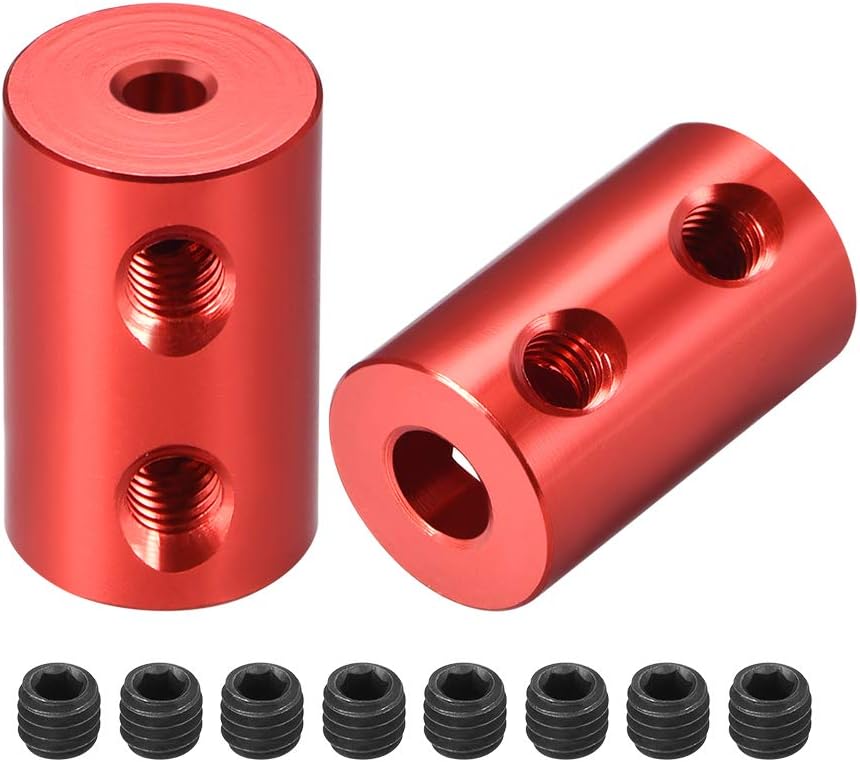 sourcing map 3mm to 5mm Bore Rigid Coupling Set Screw L20XD12 Aluminum Alloy,Shaft Coupler Connector,Motor Accessories,Red,2pcs