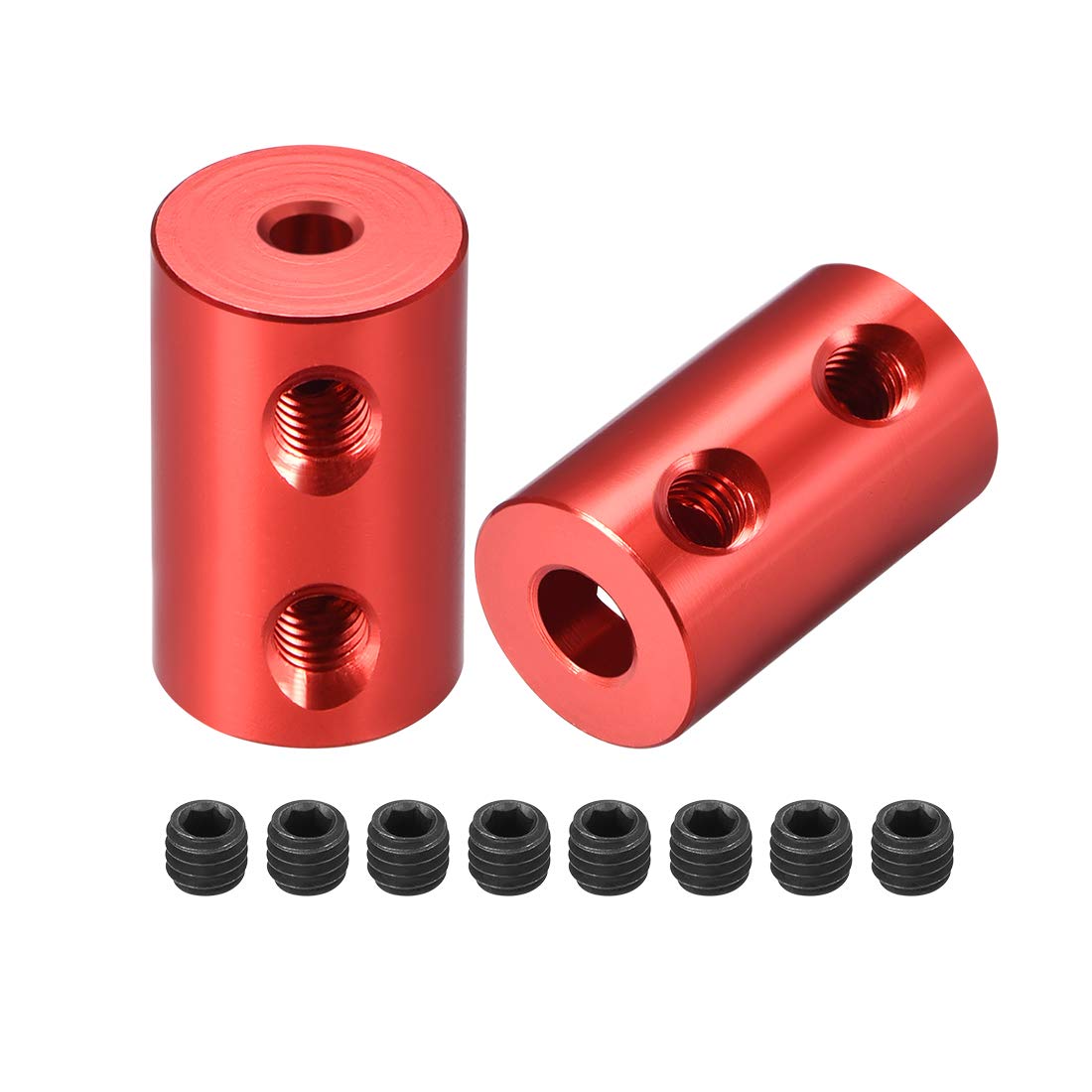 sourcing map 3mm to 5mm Bore Rigid Coupling Set Screw L20XD12 Aluminum Alloy,Shaft Coupler Connector,Motor Accessories,Red,2pcs