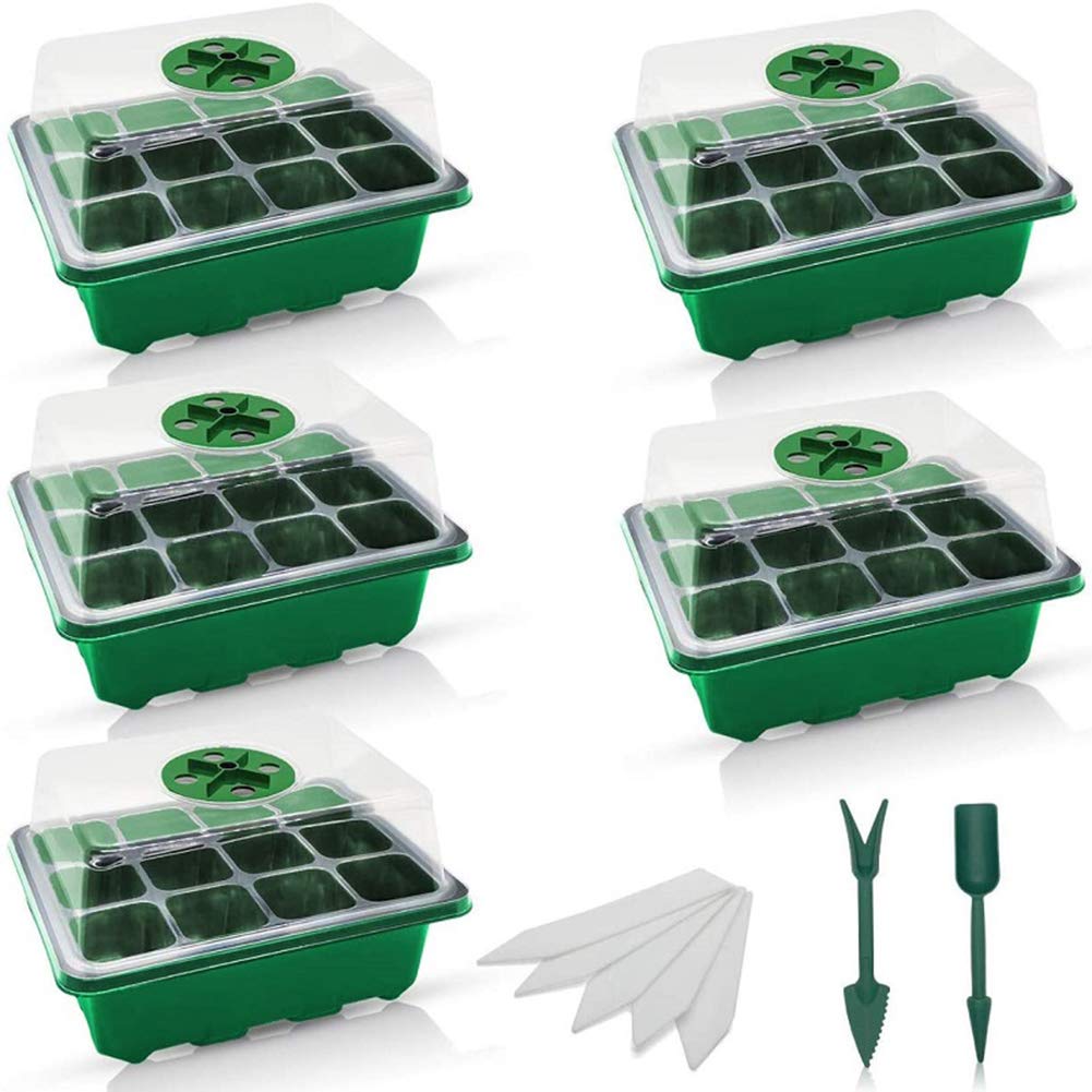 Buy 5Pack Seed Starter Tray Kit 60 Cells Humidity Adjustable Starting