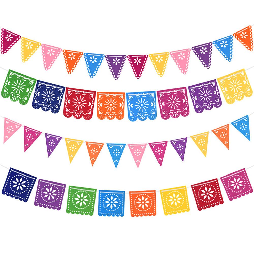 Day of the Dead Party Banner, Mexican Party Banners, Dia De Los Muertos Party Supplies, Fiesta Plastic Banners Day of The Dead Celebrations(4 pack)