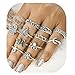 Setita 13 Pieces Turkish Elephant Moon Turquoise Joint Knuckle Nail Midi Ring Set Boho Ring Set (Ancient silver)