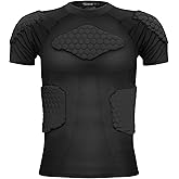 Zicac Men's Sports Shock Rash Guard Compression Padded Shirt Soccer Basketball Protective Gear Chest Rib Guards