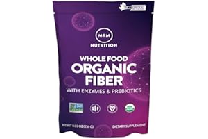 MRM Nutrition Whole Food Organic Fiber | with Enzymes + Prebiotics | Insoluble + Soluble fibers | Digestive Health + Regularity | 6g Fiber per Serving | 32 Servings