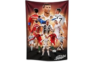IDOLUSTER Soccer Superstar Cristiano Ronaldo Signed Wall Tapestry Poster For Kids Fans Bedroom Wall Hanging Decoration-Ronaldo Tapestry For Teen Boy Birthday Party Gifts-70x100CM