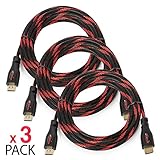 BAM 3 Pack High Speed 4K HDMI Cables - 10' Long