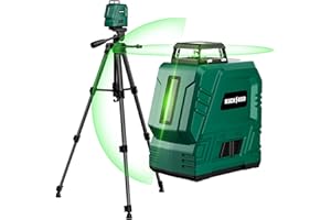 Laser Level with Adjustable 47 inch Tripod, RockSeed 1x360° Horizontal and 1x 150° Vertical Green Line Self-Leveling Laser Level, Rechargable Laser Leveler, for Hanging Pictures/Wall Construction