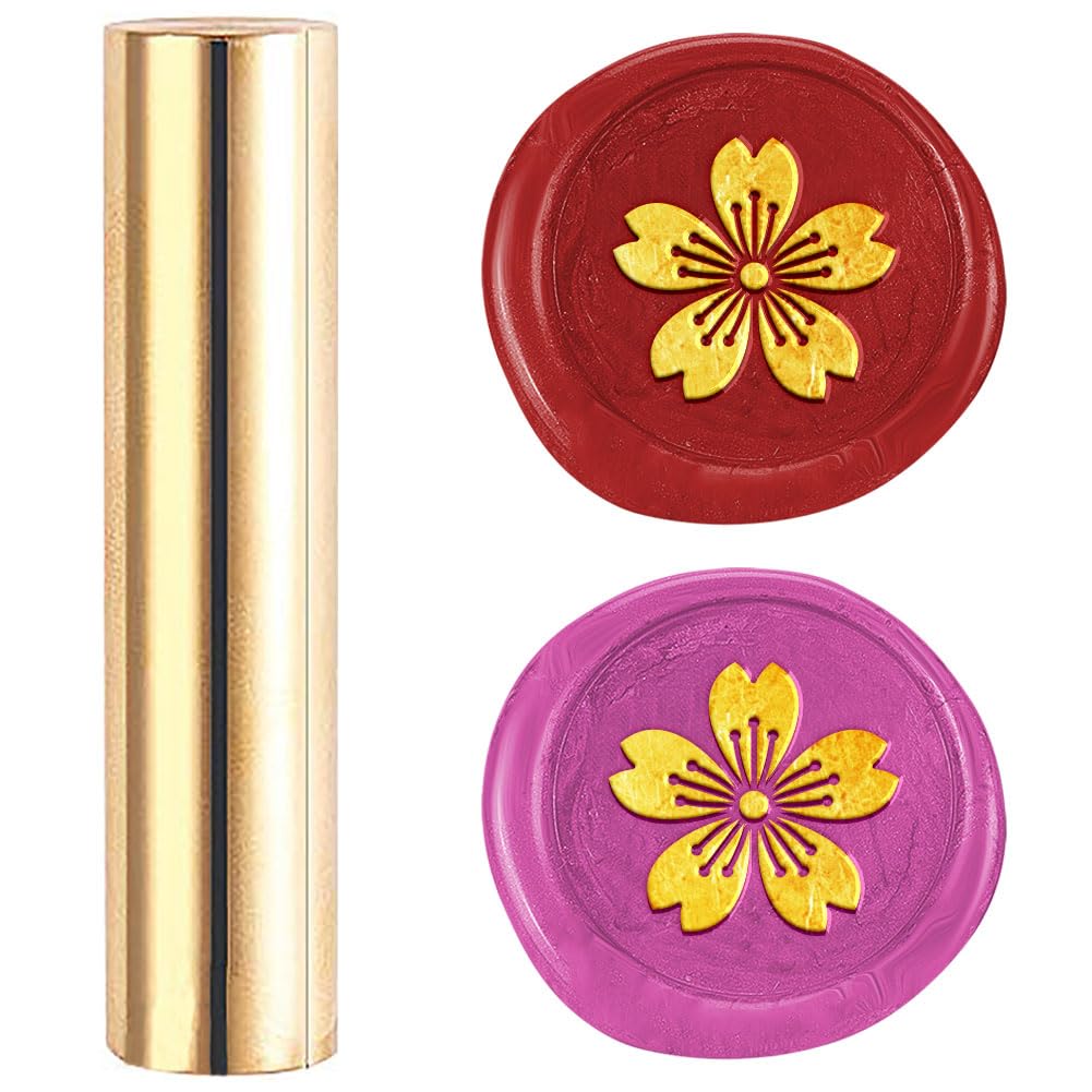 DELORIGIN Cherry Blossom 15mm Mini Brass Wax Seal Stamp Gun Wax Seal Vintage Sealing Stamps Plant Sealing Wax for Wedding Invitations Envelopes Engagement Party Wine Packing Greeting Cards Gift