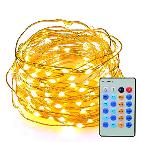 AcTopp Dimmable 150 Bulbs String Lights USB 5V 49ft Waterproof Remote Control Copper Wire String Lights for Va
