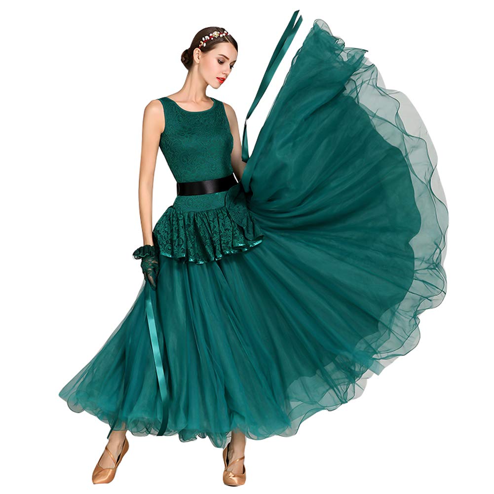 ワルツ専用ドレス Small グリーン レッスン着 練習競技着デモ用 B07gtk22ht 社交ダンスドレス Small スタンダード発表会用演出服 改良のワンピース グリーン モダンダンス衣装 サンバ Rikouzy 手袋フロート付け 軽くてエレガント ルンバ フラメンコ 社交ダンス 12月