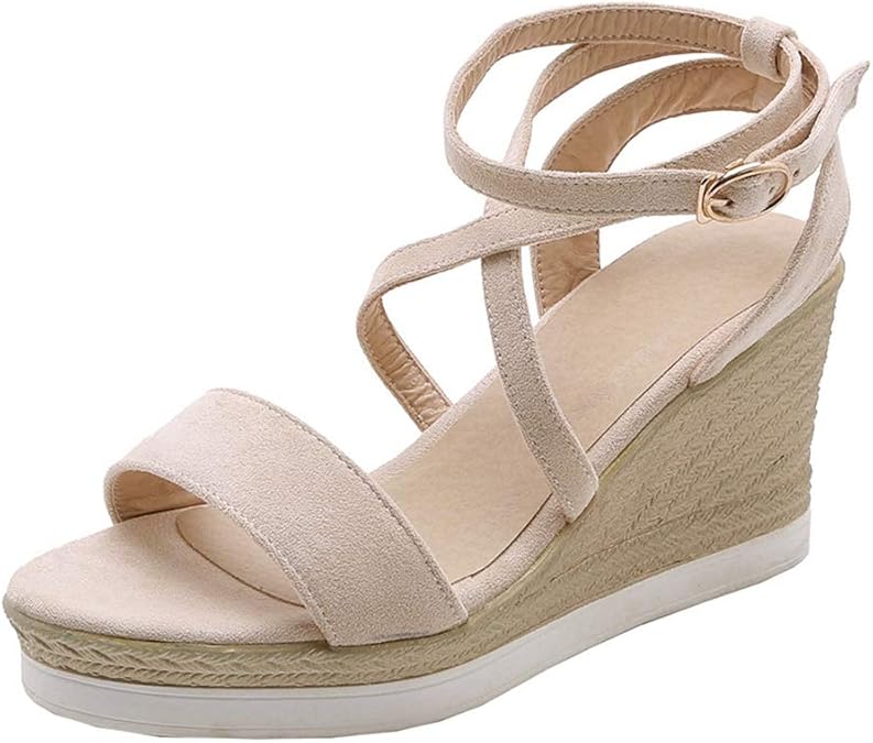 Amazon.com | MIOKE Women's Espadrille Wedge Sandals Open Toe Ankle Strap Summer Dress Chunky 