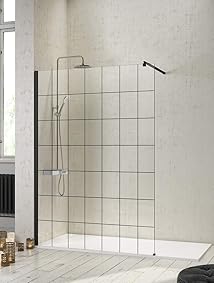 Mampara de Ducha Frontal de 1 cristal fijo - Cristal de Seguridad de 8 mm - Modelo Fresh Black (100 cm) 