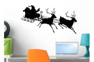 Santa Sleigh Silhouette Wall Decal Wallmonkeys Peel and Stick Holiday Graphics (24 in W x 13 in H) WM86862