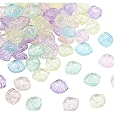 PONABEADIY 500Pcs Colorful Shell Plastic Beads Transparent Sea Shell Acrylic Cute Accessories Ocean Summer Beach Loose Spacer Bead Bulk for Jewelry Making Earrings Bracelets Necklaces DIY Craft Supply