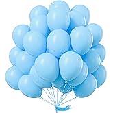 PartyWoo Light Blue Balloons 50 pcs 12 Inch Baby Pastel Sky Aqua Blue Latex Helium Balloons for Graduation Baby Shower Gender Reveal Wedding Under the Sea Birthday Party Decorations Blue-Y4