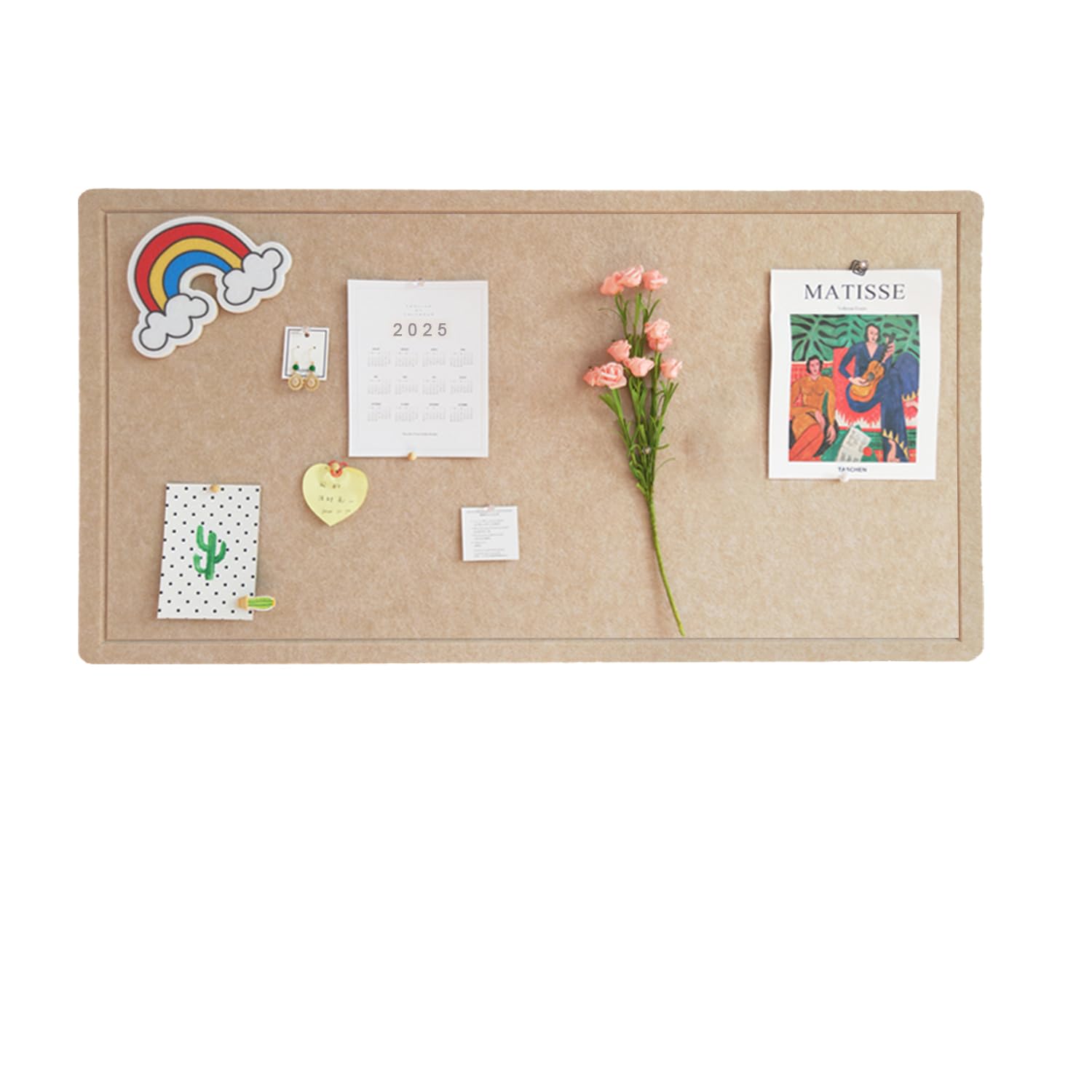 Photo 1 of Foldable Large Felt Bulletin Board - 36'' x 18'', Decorative Picture Framed Display Board with 35 Rose Pins for School, Home, Kitchen & Office Walls