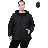 HHE Plus Size Women Packable Puffer Jacket 1X-6X Water-Resistant Lightweight Winter Coat Detachable Hood(Exclusively Plus Size)(Black,5X)