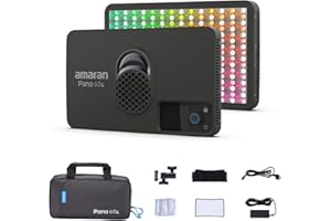 amaran Pano 60c Compact 60W Output RGBWW Full Color Panel Light All-in-One Creator Kit with 12 Lighting Effects (Charcoal)