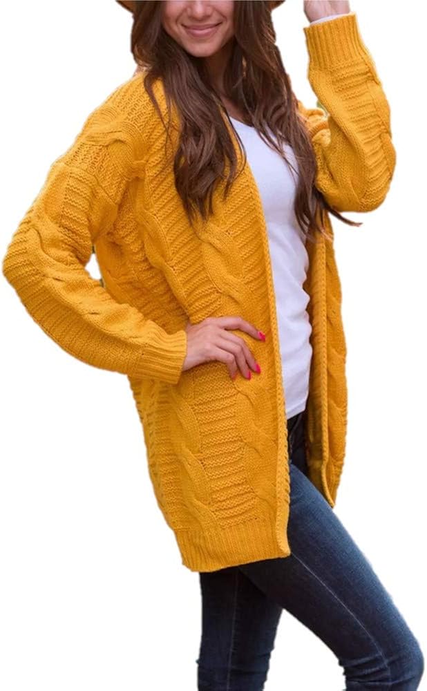 Cardigan Solid Color Medium Long Thick Knit Sweater for Winter at Amazon Women’s Clothing store Cardigan Solid Color Medium Long Thick Knit Sweater for Winter at Amazon Women’s Clothing store