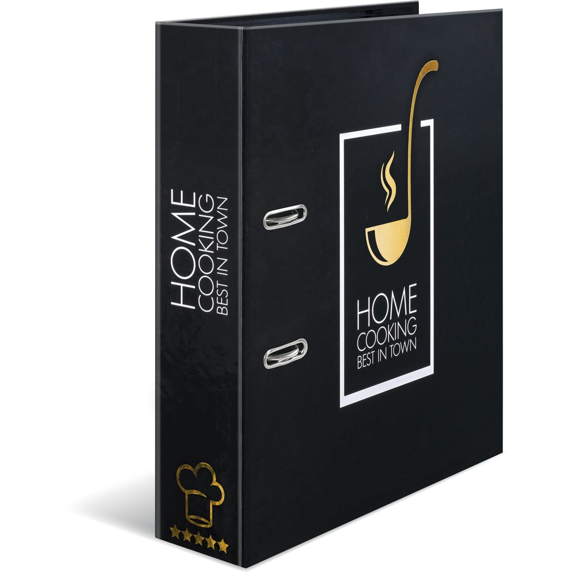 HERMA Recipe File for Own Recipes with Home Cooking Motif, A4, 70 mm Spine, with Gold Embellishments and 6-Piece Register, 1 Folder