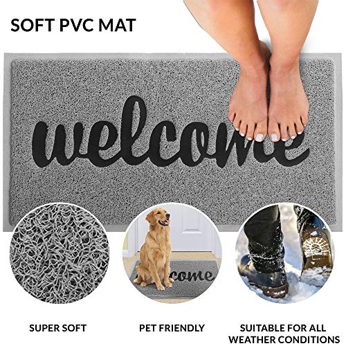 ANKO PVC Super Absorbent Outdoor Welcome MAT(30x18 inches) - Non-Slip Net Backing, Heavy Duty, Waterproof, Easy Clean, Low Profile Mat for Entry, Dust Trapper, Eco-Friendly