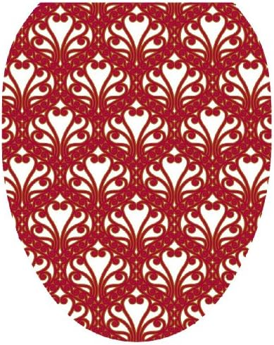 Toilet Tattoos TT-3000-O Queen Ann's Lace Red and Gold Decorative Applique for Toilet Lid, Elongated