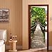 Fymural 3D Door Wallpaper Murals Wall Stickers-Old Town for Home Decoration Self-Adhesive Vinyl Removable Retro Art Door Decals 30.3x78.7