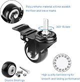 Onerbuy 4pk Heavy Duty Swivel Caster Wheels 1.5 Inch M8 Stem Dual Lock Brake view 3