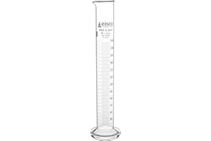 EISCO Graduated Cylinder, 250Ml - Class A Tolerance ±1.00Ml - Round Base - Blue Graduations - Borosilicate 3.3 Glass - Eisco 