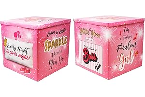 JENMOM Pink Party Box – 2 Pack Large 13” x 13” x 13” Girl Doll Themed Gift Boxes for Princess Parties, Girls Night, Bachelorette & Bridal Showers | Foldable Storage Boxes for Glam Party Favors & Decorations