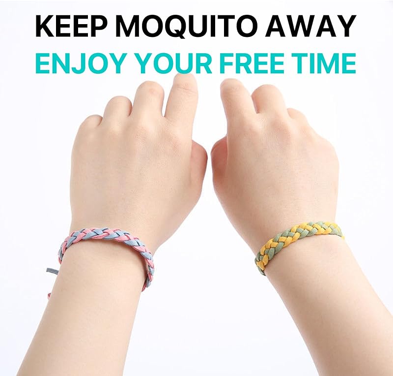 Pulsera repelente de mosquitos 10 unidades, de cuero ajustable libre de DEET, bandas naturales repelentes de insectos para adultos y niños, 350 horas de protección repelente de insectos
