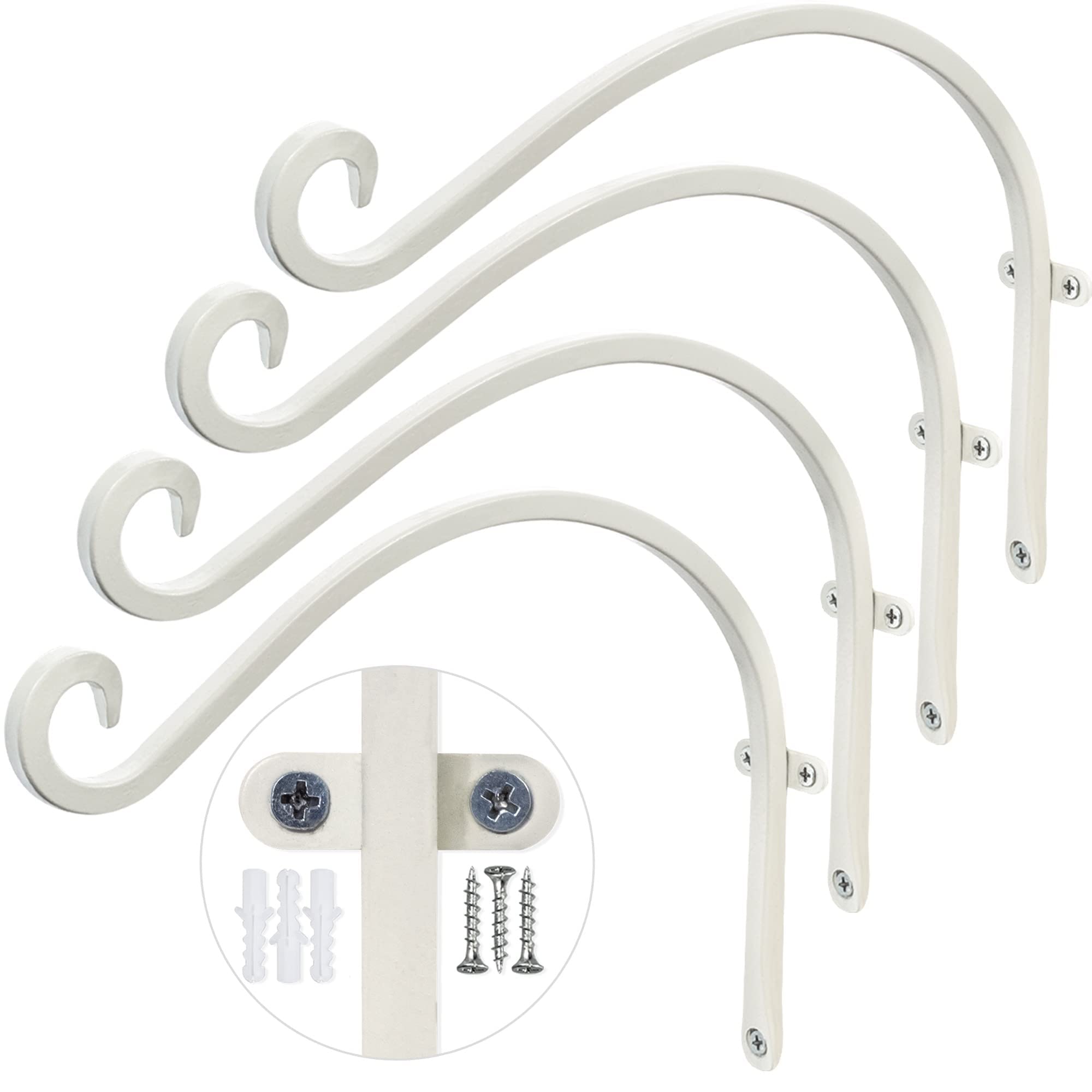 Photo 1 of AJART Hanging Plant Bracket for Plant Hangers Outdoor (4 Pieces -12 inch) More Stable and Sturdy White Plant Hooks
