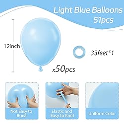 Awenztech Light Blue Balloons 12 inch, Pastel Blue