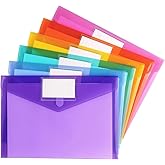 Plastic File Folders A4, 6PACK Plastic Envelope Folder with Snap Closure,Folders for Documents,Paper Sheet Protectors for Off