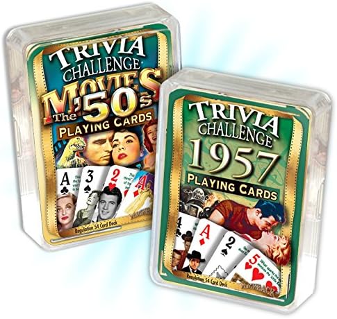 Media, Inc. 1957 Trivia Playing Cards & 1950's Movie Trivia Combo: 1957 Birthday or Anniversary