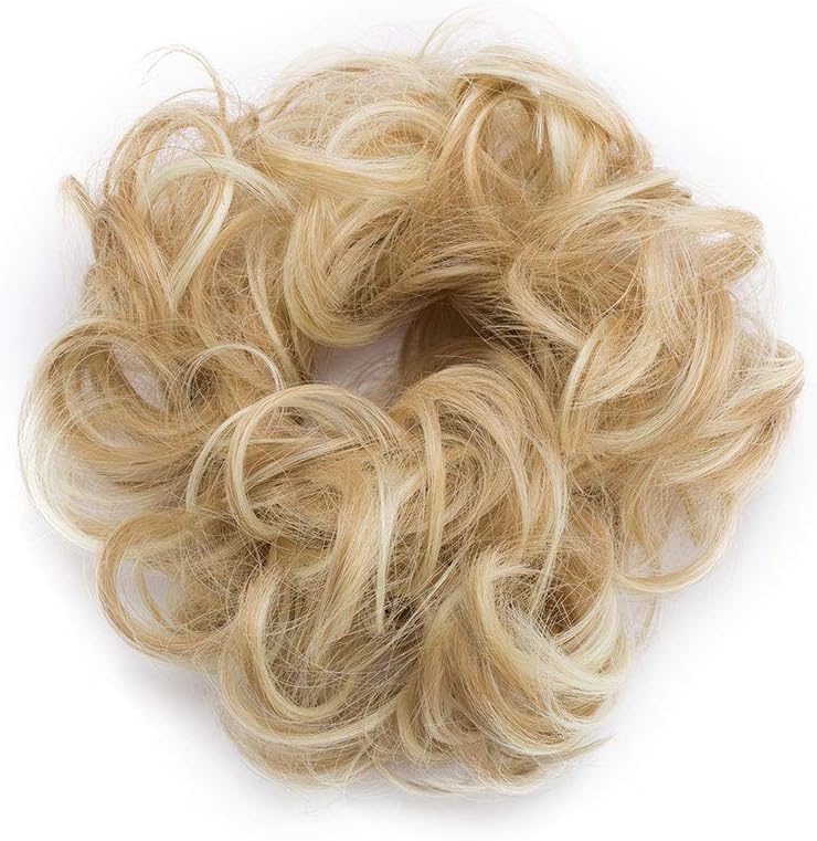 Messy Hair Scrunchies & Bun Extensions, Curly Wavy Hair Pieces for Women's Updo, Ponytail & Donut Hairstyles - Image 3