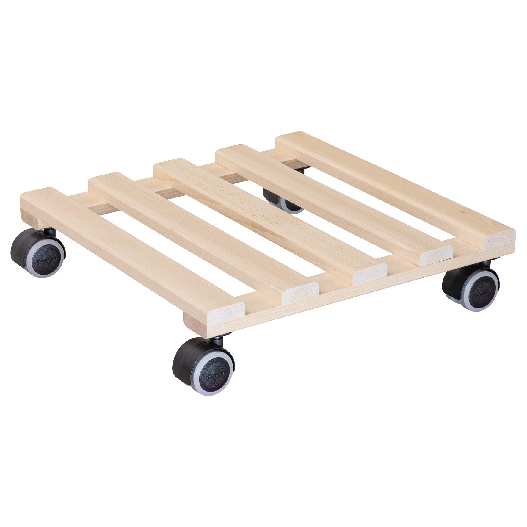 WAGNER Plant trolley PALETTI 34 x 34 x 8 cm I Flower trolley for indoor use I Container trolley made of FSC®-certificated solid beech wood, nature I Load capacity 100 kg I Made in EU - 20043801