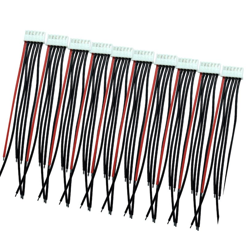 LINSYRC 10pcs 5S 6Pins Lipo Balance Extension Cable JST-XH Balance Connector Plug Adapter Lead with 15CM 22AWG Silicone Wire (5S) — image 1