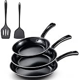 Greenloom Nonstick Frying Pan Set of 𝟓: Egg Frying Pans with Spatulas | 𝟕.𝟗/𝟏𝟎.𝟐/𝟏𝟏.𝟖 𝐈𝐧𝐜𝐡 Frying Pan Set - Nonstick - PFOA-Free Coating, Compatible with All Cooktops