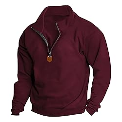 Mens Quarter Zip Pullover Vintage Fashion Long