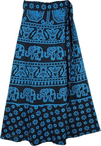 Block Printed Sanganeri Wrap Around Skirt - L:37"; W:22"-36"