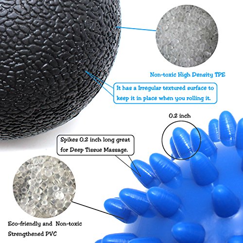 KMMIN Spiky Massage Ball, Massage Ball Roller Set - Lacrosse and Foot Spiky Ball Perfect for Plantar Fasciitis, Foot, Back, Neck, Deep Tissue Massage, Physical Therapy Equipment Includes Holder Bag - Thumbnail 4