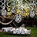 80th Birthday Party Decorations, Konsait 80th Birthday Party Hanging Swirl Decorations Black and Gold (15 Counts), Happy Birthday & 80 Table Confetti (1.05oz), Age 80 Party Supplies