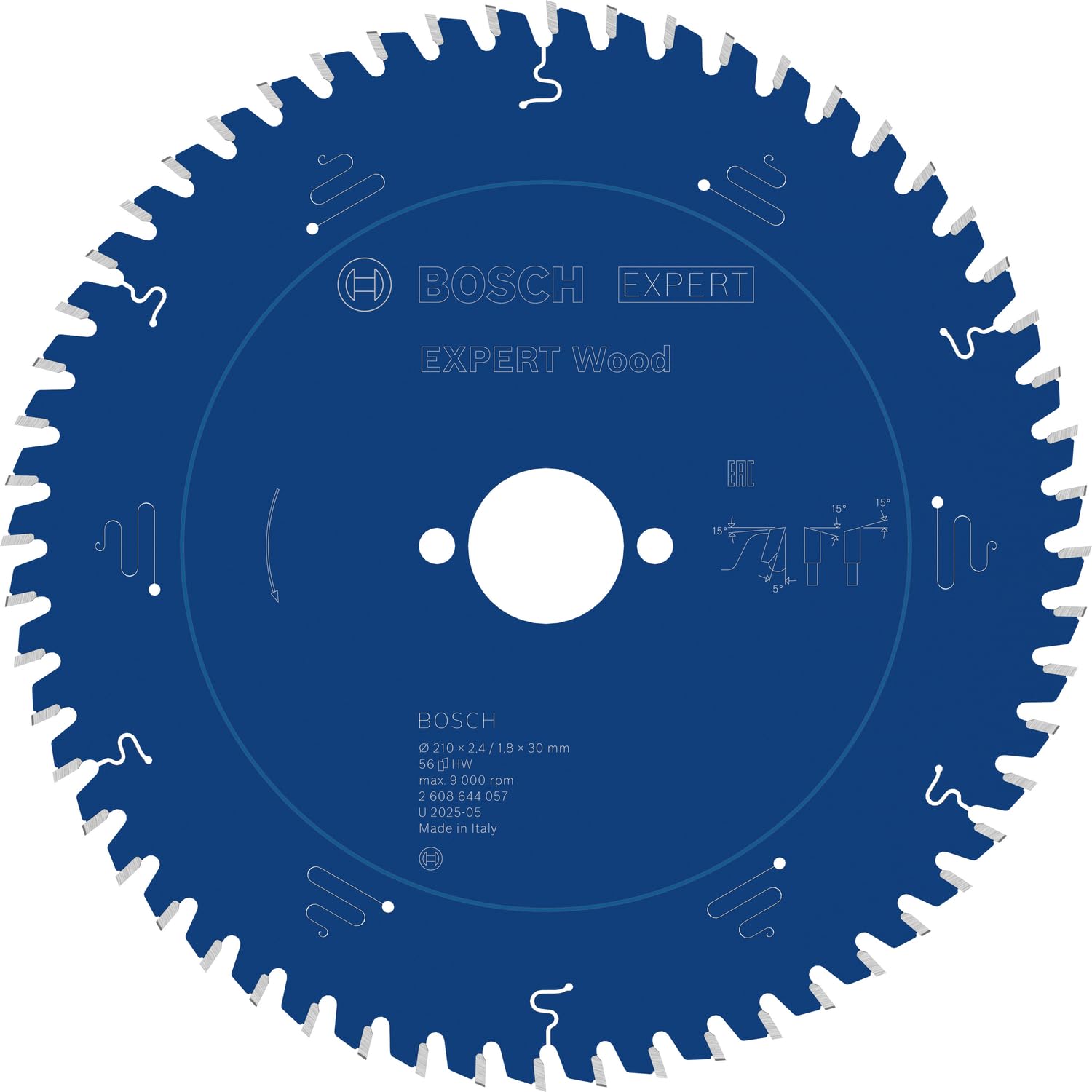 Bosch 2608644057 EXWOH 56 Tooth Top Precision Circular Saw Blade, 0 V, Blue