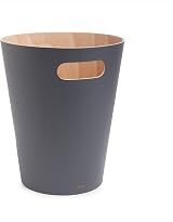 Umbra Woodrow 2 Gallon Modern Wooden Trash Can Dark Grey/Natural view 1