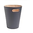 Umbra Woodrow, 2 Gallon Modern Wooden Trash Can Wastebasket or Recycling Bin for Home or Office, Dark Gray